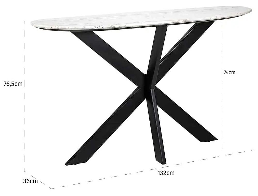 Product photograph of Trocadero White Marble And Black Console Table With Spider Legs from Choice Furniture Superstore.