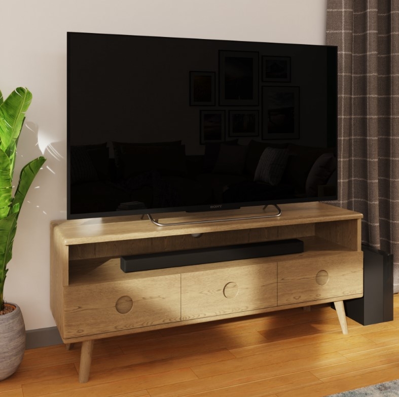 Carlton Tambour Grey Media TV Unit, 140cm with Storage for Television Upto 55in Plasma