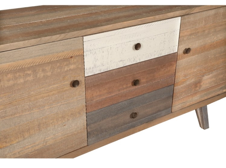 Product photograph of Carlton Boardwalk Distressed Pine Sideboard 160cm With 2 Doors 3 Drawer from Choice Furniture Superstore.