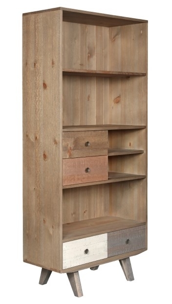 Product photograph of Carlton Boardwalk Distressed Pine Large Bookcase 90cm With 3 Drawer from Choice Furniture Superstore.