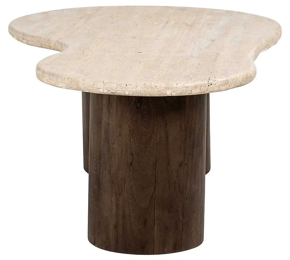 Product photograph of Douglas Travertine Marble And Mango Wood Coffee Table from Choice Furniture Superstore.