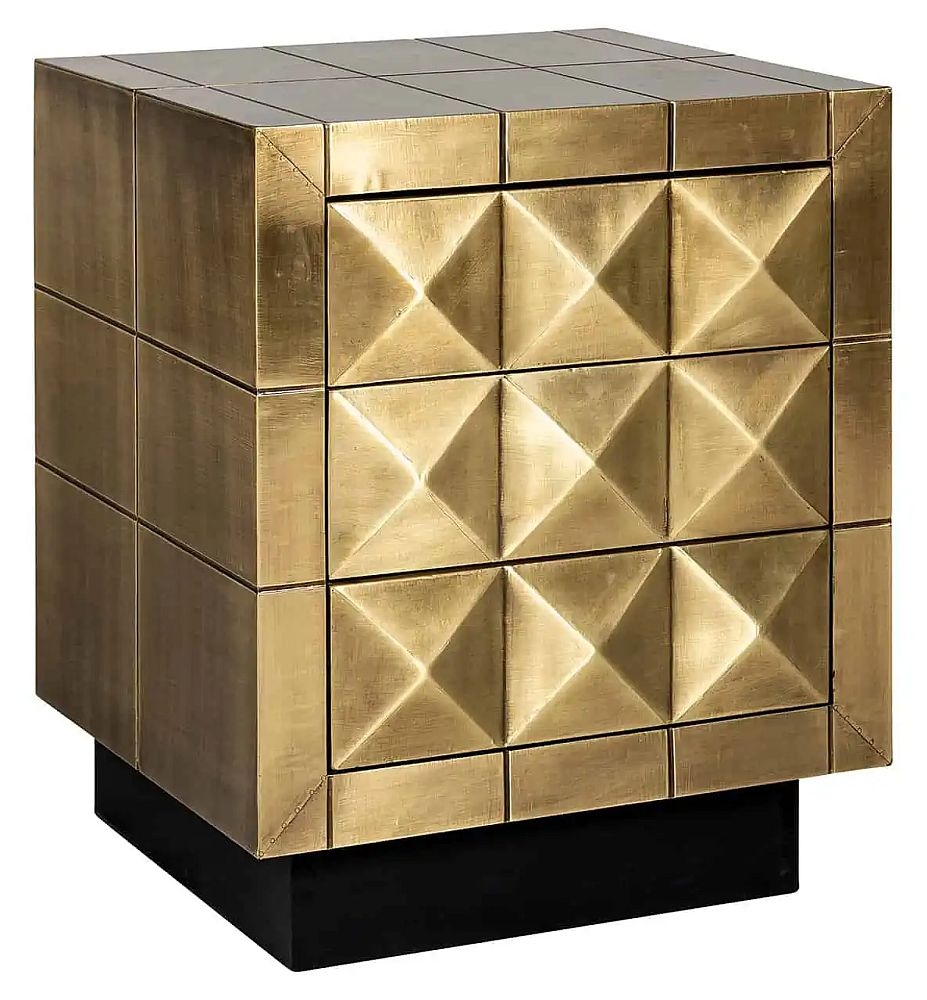 Product photograph of Collada Brushed Gold 3 Drawer Bedside Cabinet from Choice Furniture Superstore.