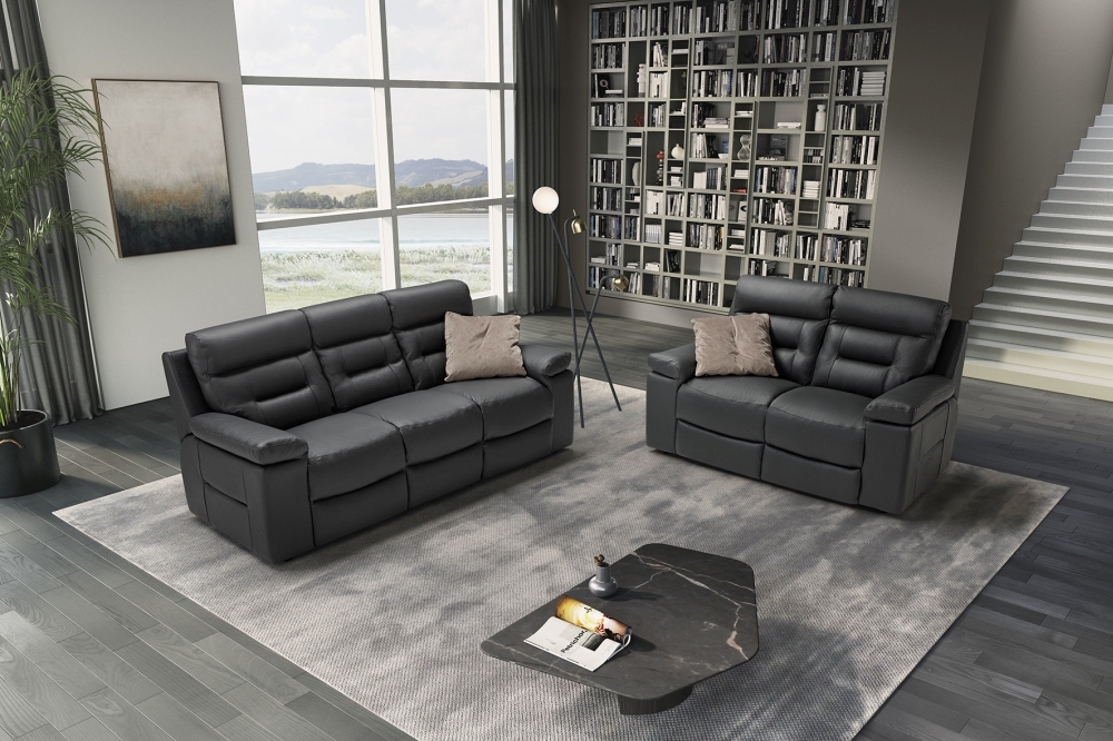 Product photograph of Amalfi Dark Grey Italian Leather 2 Seater Recliner Sofa from Choice Furniture Superstore.