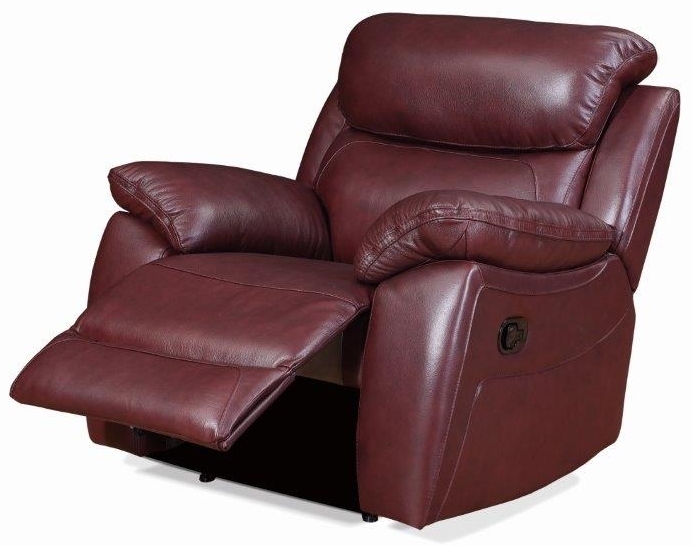 Product photograph of Rivoli Burgundy Leather Recliner Armchair from Choice Furniture Superstore.