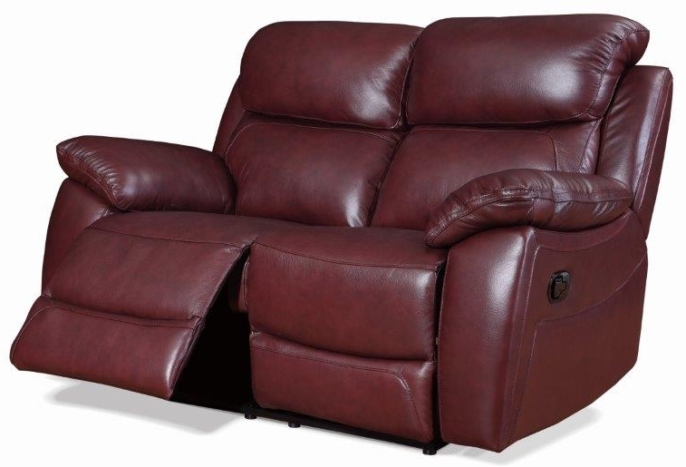 Product photograph of Rivoli Burgundy Leather 2 Seater Recliner Sofa from Choice Furniture Superstore.