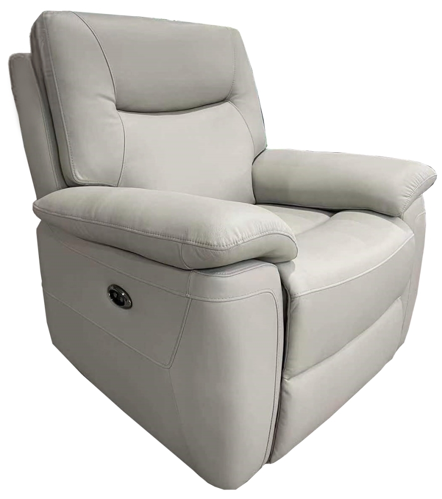 Product photograph of Lucia Pearl Grey Leather Recliner Armchair from Choice Furniture Superstore.