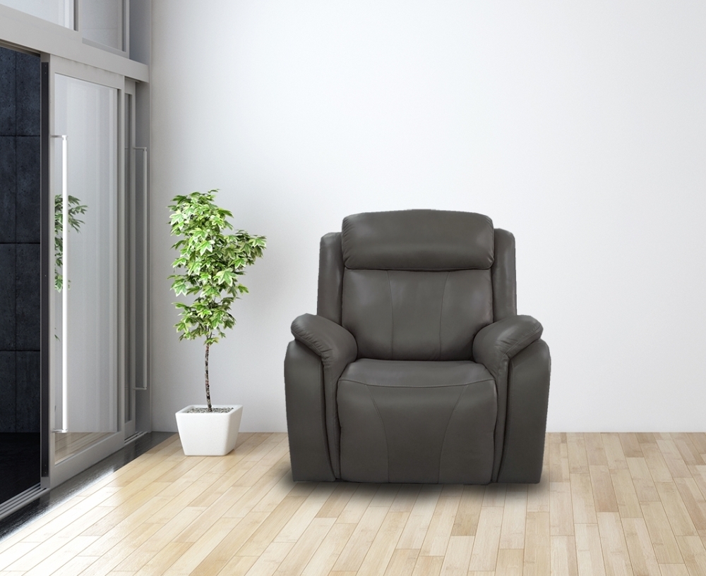 Product photograph of Marco Pewter Leather Upholstered Recliner Armchair from Choice Furniture Superstore.