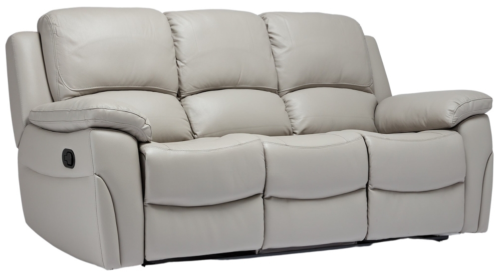 Product photograph of Sienna Pearl Grey Leather 3 Seater Recliner Sofa from Choice Furniture Superstore.