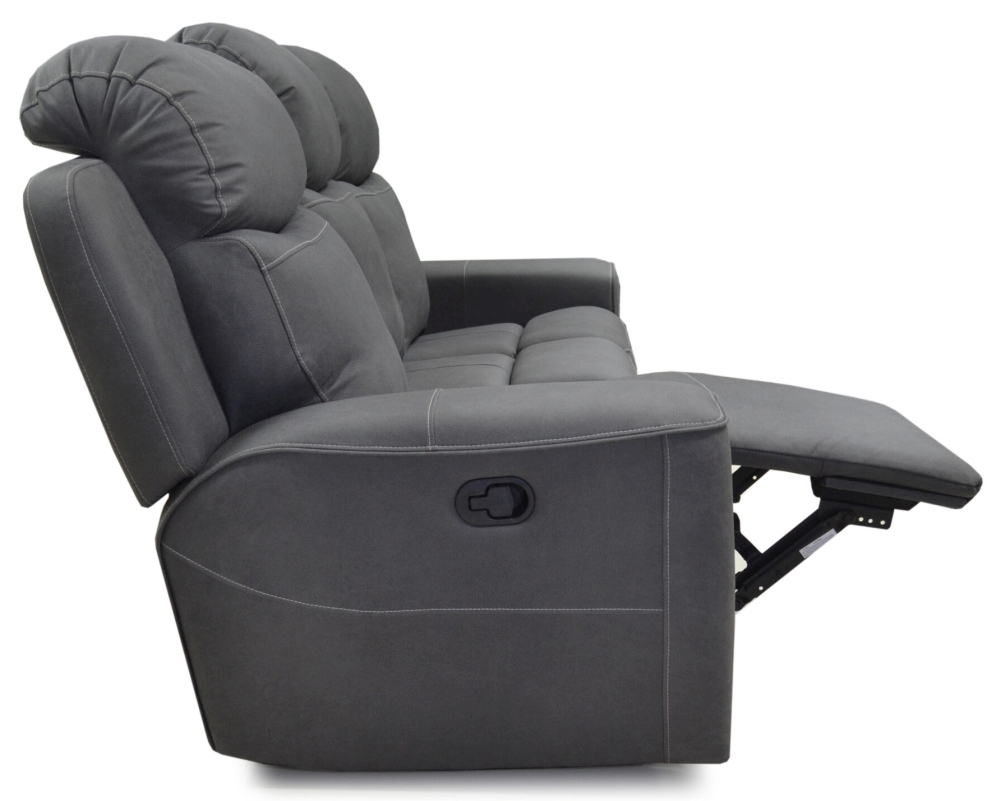 Product photograph of Rocco Dark Grey Fabric 2 Seater Recliner Sofa from Choice Furniture Superstore.