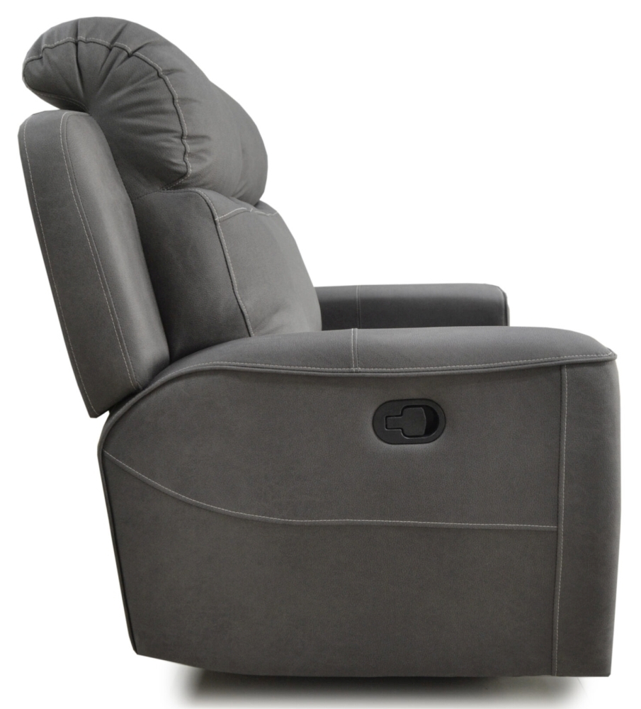 Product photograph of Rocco Dark Grey Fabric 3 Seater Recliner Sofa from Choice Furniture Superstore.