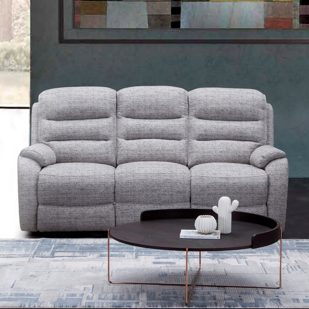 Product photograph of Como Grey Fabric 3 Seater Recliner Sofa from Choice Furniture Superstore.