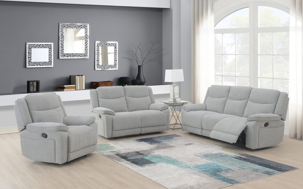Product photograph of Herbert Light Grey Fabric 2 Seater Recliner Sofa from Choice Furniture Superstore.