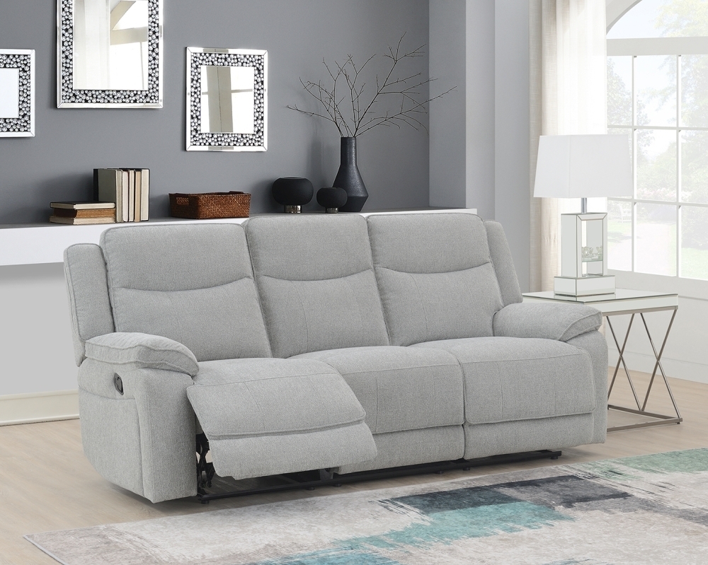Product photograph of Herbert Light Grey Fabric 3 Seater Recliner Sofa from Choice Furniture Superstore.