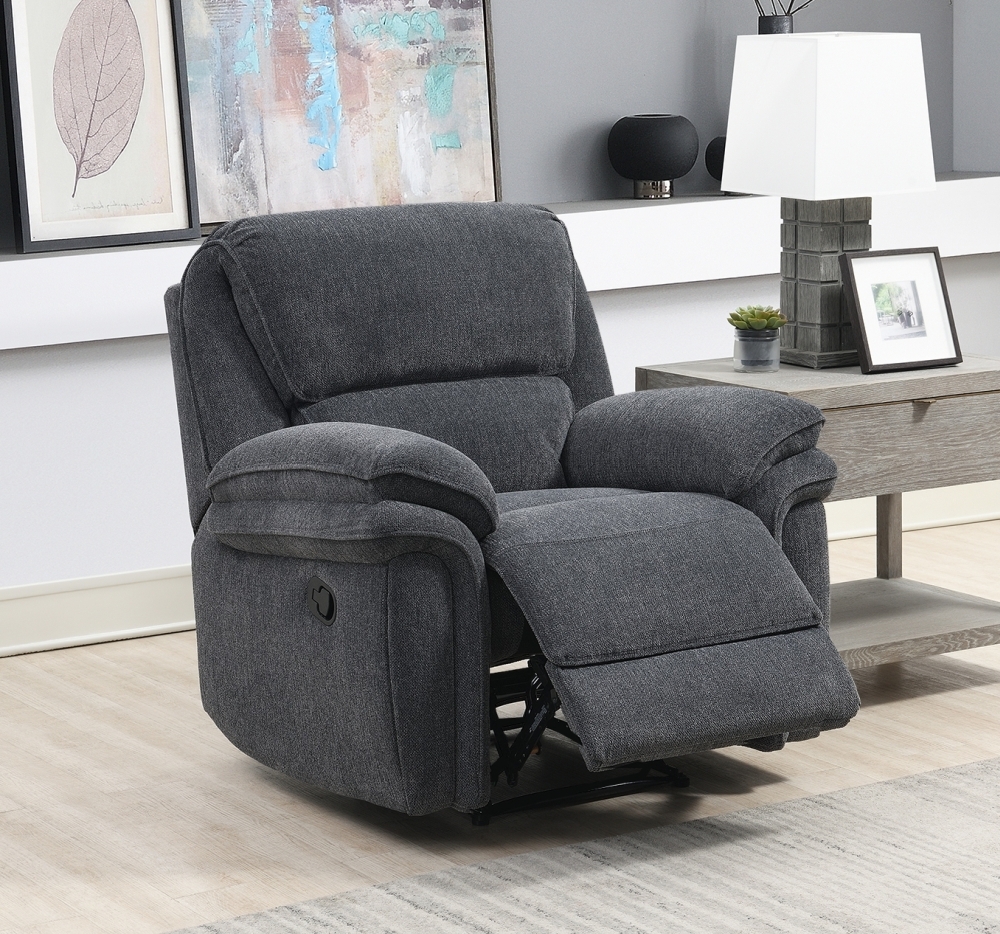 Product photograph of Sasha Dark Grey Fabric Recliner Armchair from Choice Furniture Superstore.