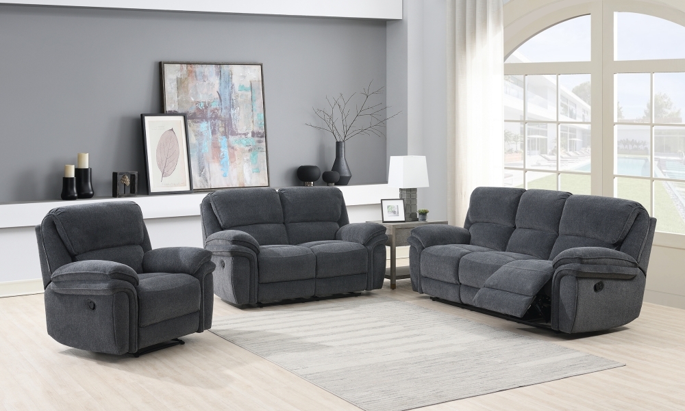 Product photograph of Sasha Dark Grey Fabric Recliner Armchair from Choice Furniture Superstore.