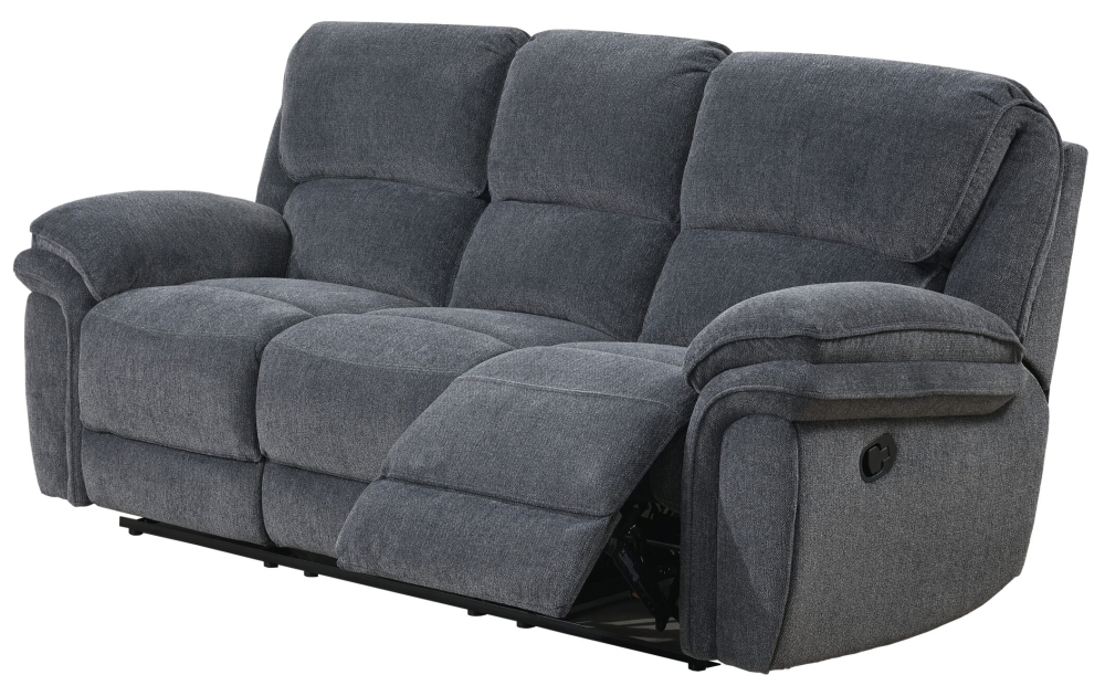 Product photograph of Sasha Dark Grey Fabric 3 Seater Recliner Sofa from Choice Furniture Superstore.