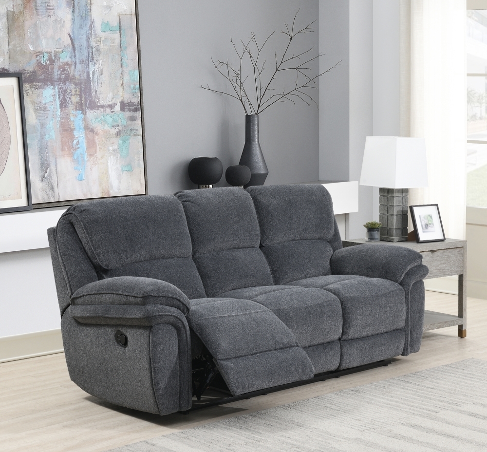 Product photograph of Sasha Dark Grey Fabric 3 Seater Recliner Sofa from Choice Furniture Superstore.