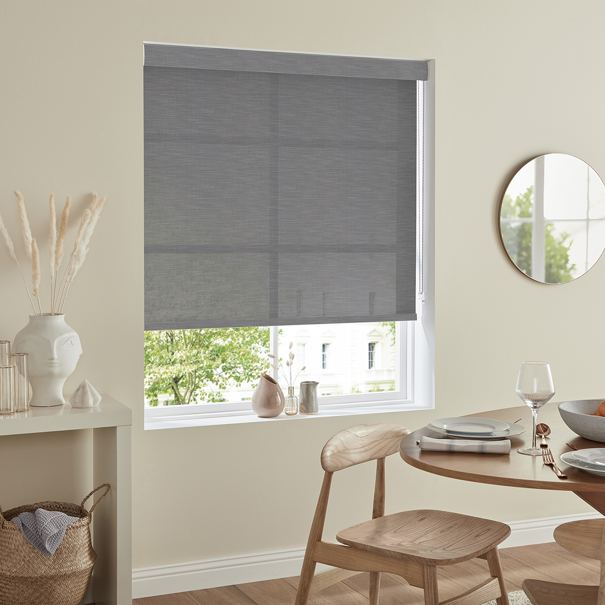 Product photograph of Weir Charcoal Roller Blind from Choice Furniture Superstore.