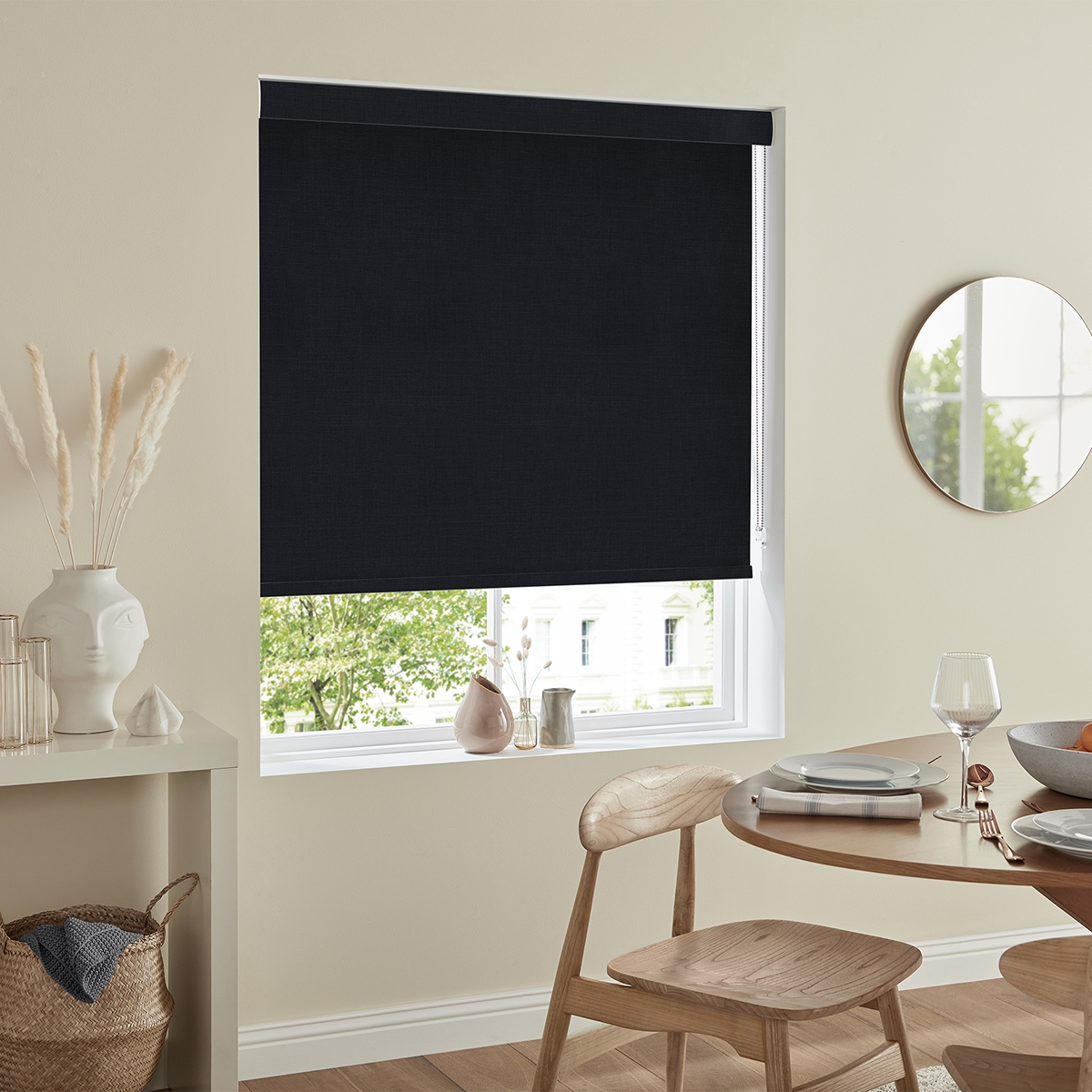 Product photograph of Rosa Black Roller Blind from Choice Furniture Superstore.