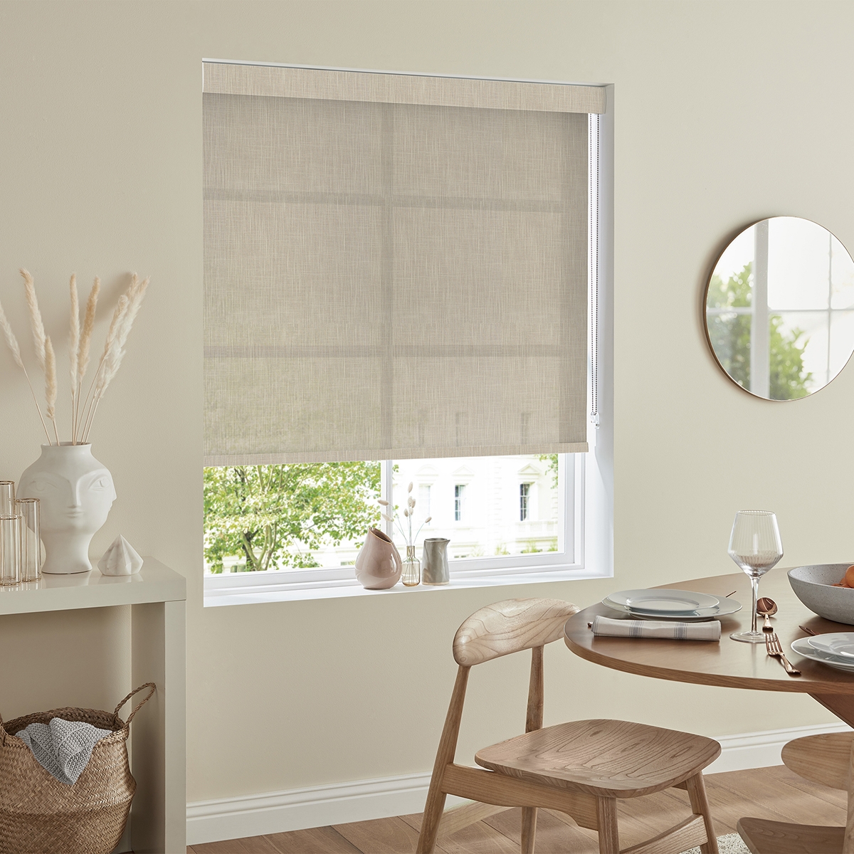Product photograph of Kyla Sandstone Roller Blind from Choice Furniture Superstore.