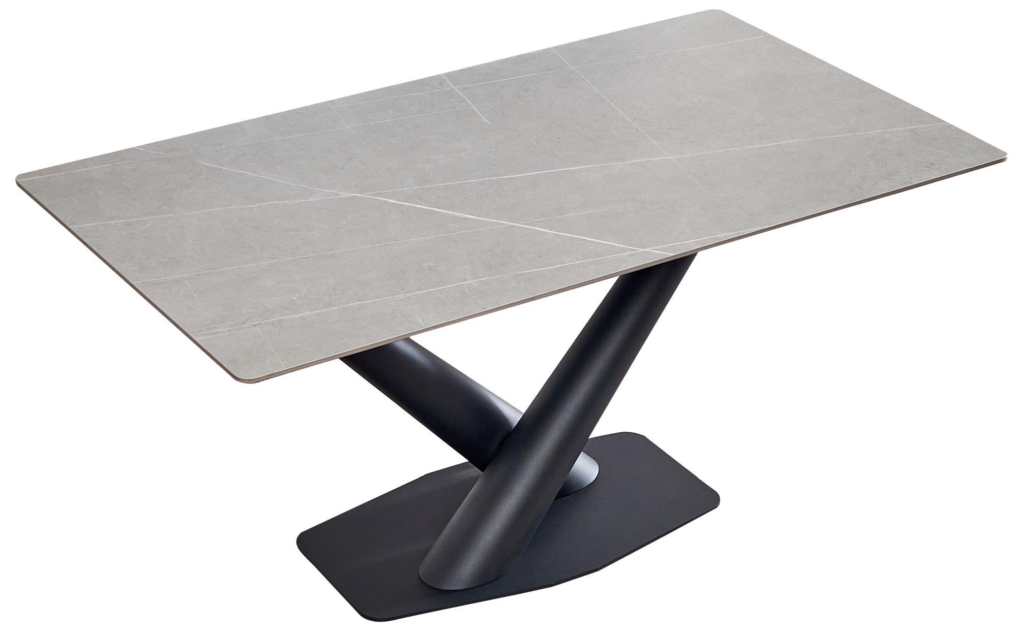 Product photograph of Maldon 160cm Grey Ceramic Dining Table With Black V Base from Choice Furniture Superstore.