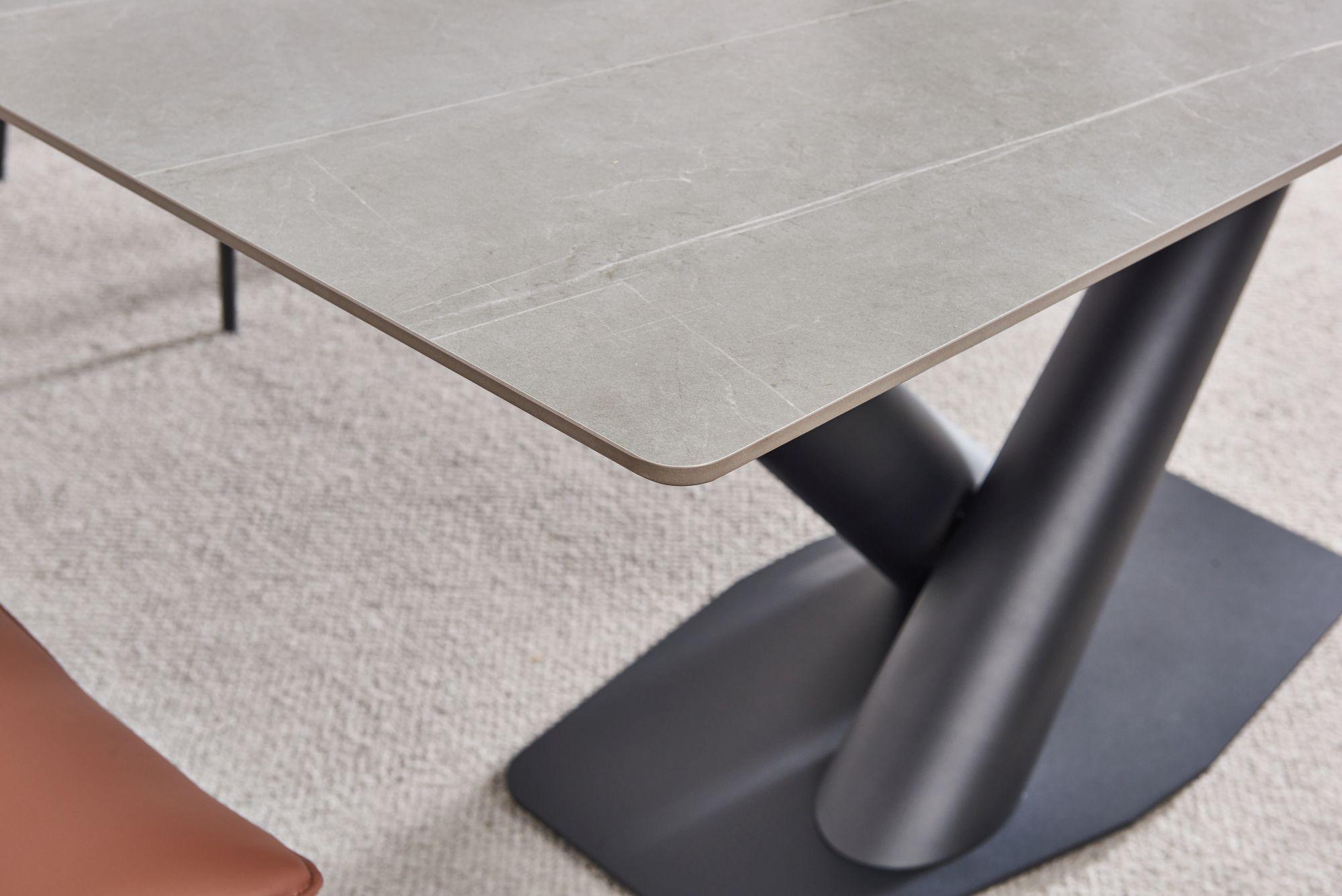 Product photograph of Maldon Armani Grey Sintered Stone Top 160cm Dining Table With Black V Base - 6 Seater from Choice Furniture Superstore.