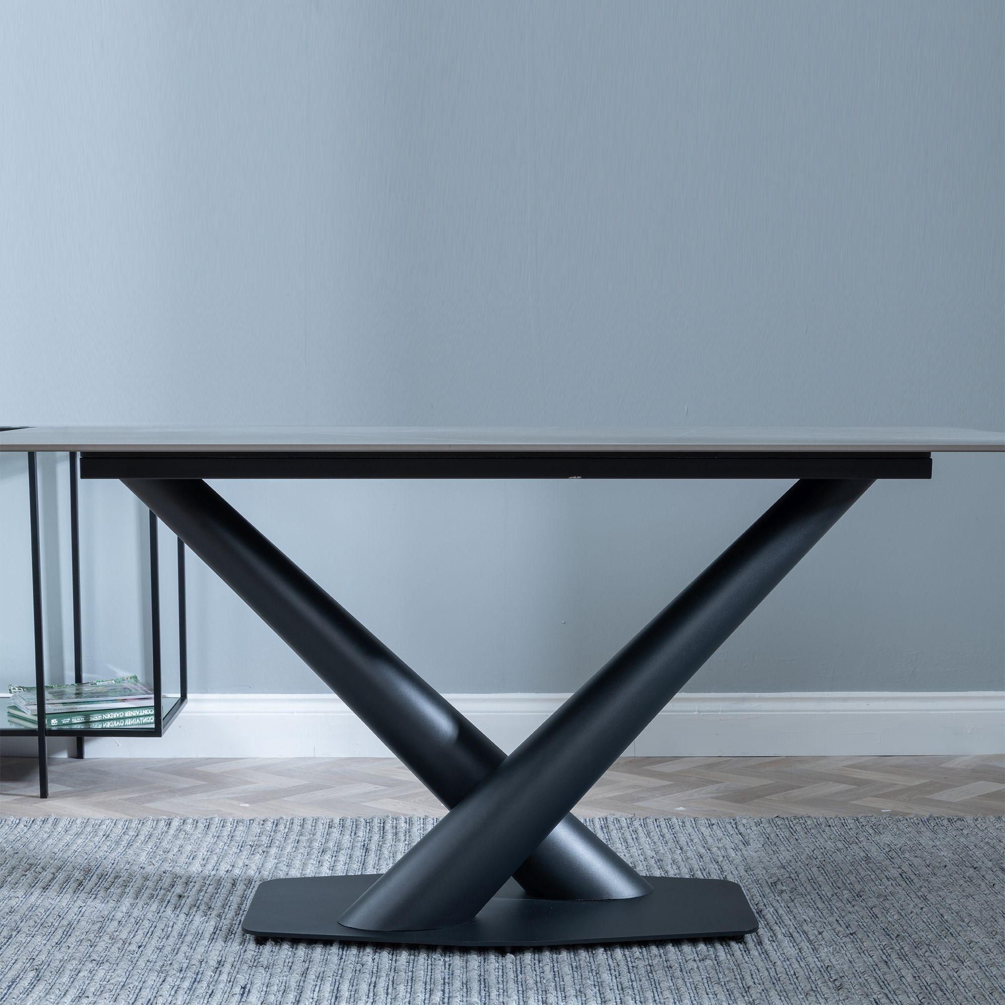 Product photograph of Maldon 160cm Grey Ceramic Dining Table With Black V Base from Choice Furniture Superstore.