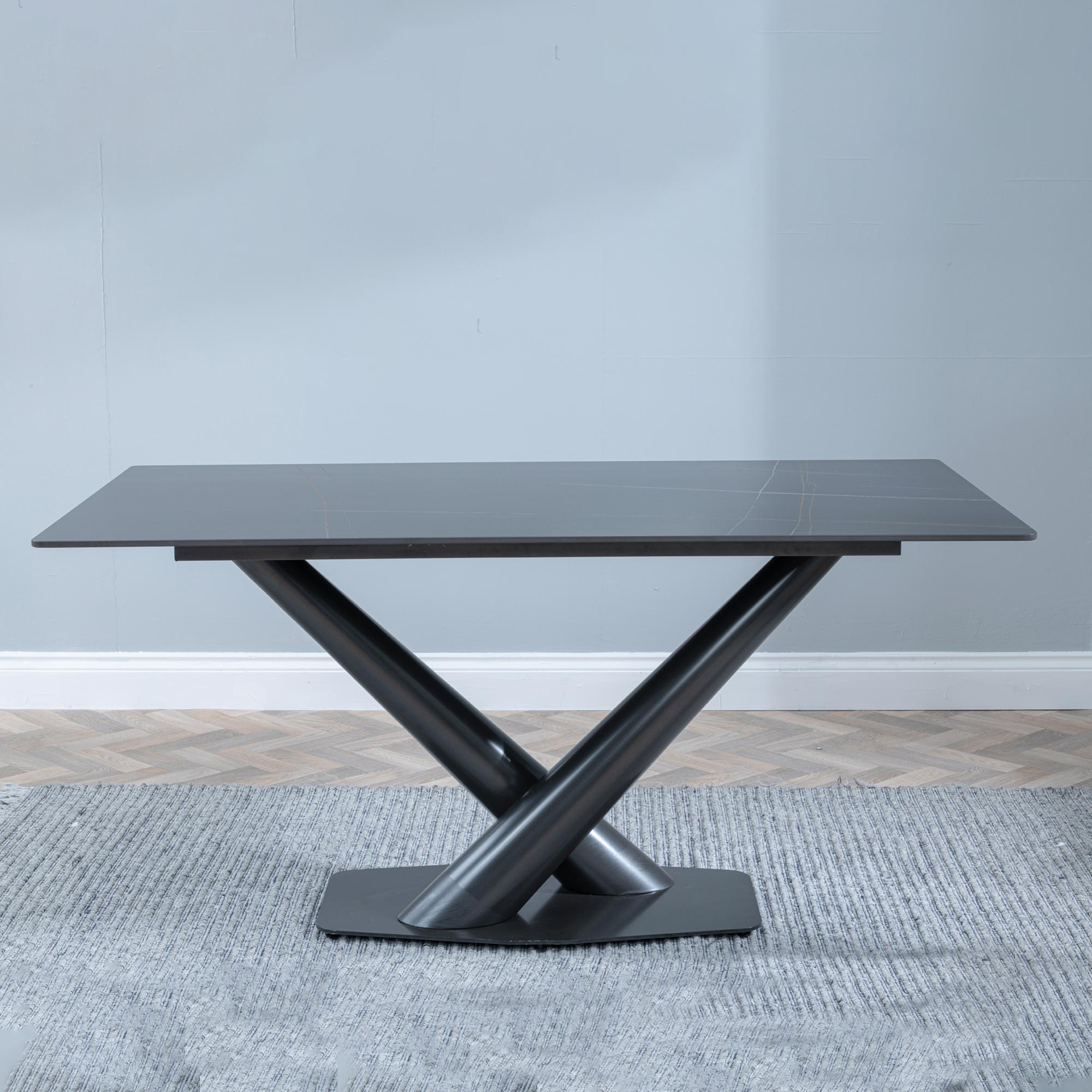 Product photograph of Maldon 160cm Black Ceramic Dining Table With V Base from Choice Furniture Superstore.