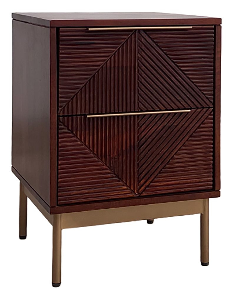 Product photograph of Nahan Walnut 2 Drawer Bedside Cabinet from Choice Furniture Superstore.