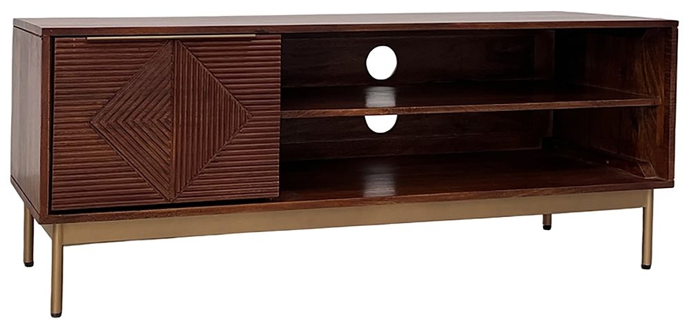 Product photograph of Nahan Walnut 1 Door Tv Unit from Choice Furniture Superstore.