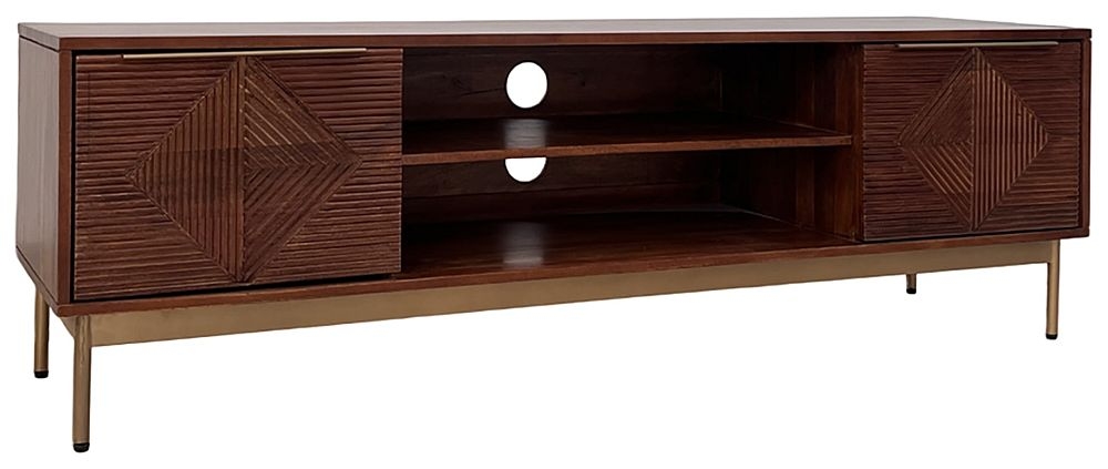 Product photograph of Nahan Walnut 2 Door Tv Unit from Choice Furniture Superstore.