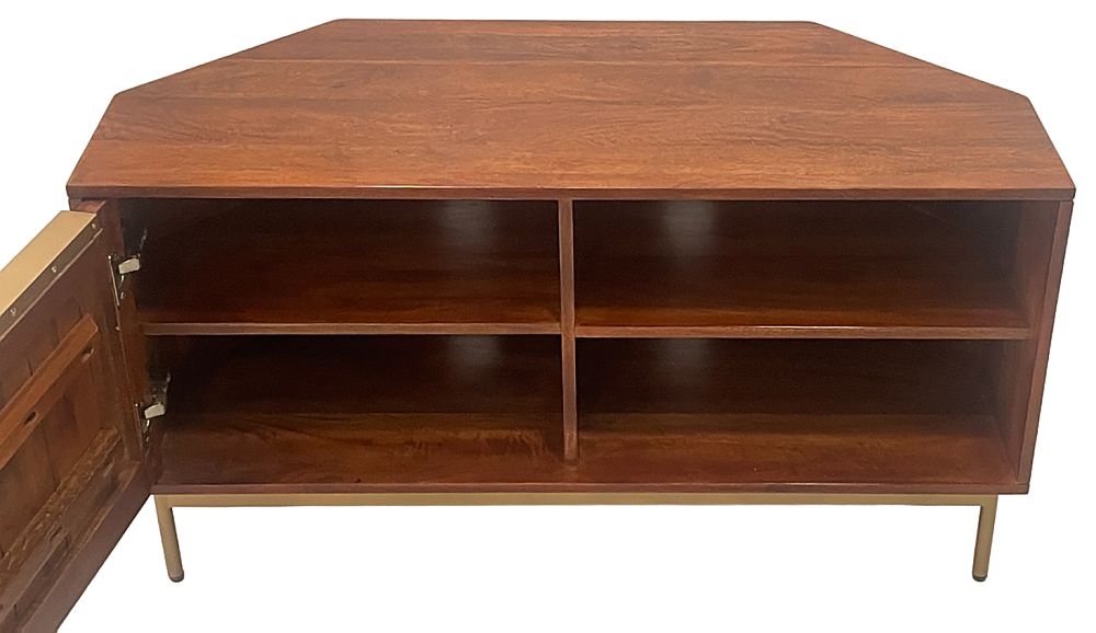 Product photograph of Nahan Walnut 1 Door Corner Tv Unit from Choice Furniture Superstore.