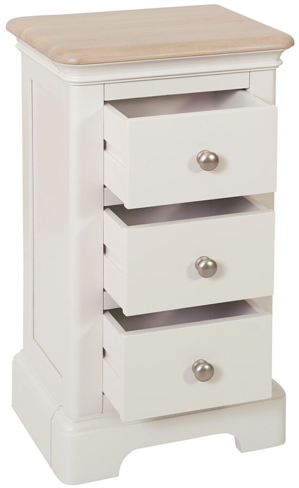Product photograph of Cromwell Grey Mist Painted 3 Drawer Compact Bedside Cabinet - Comes In Grey Mist Painted Bluestar Painted Cobblestone Painted Options from Choice Furniture Superstore.