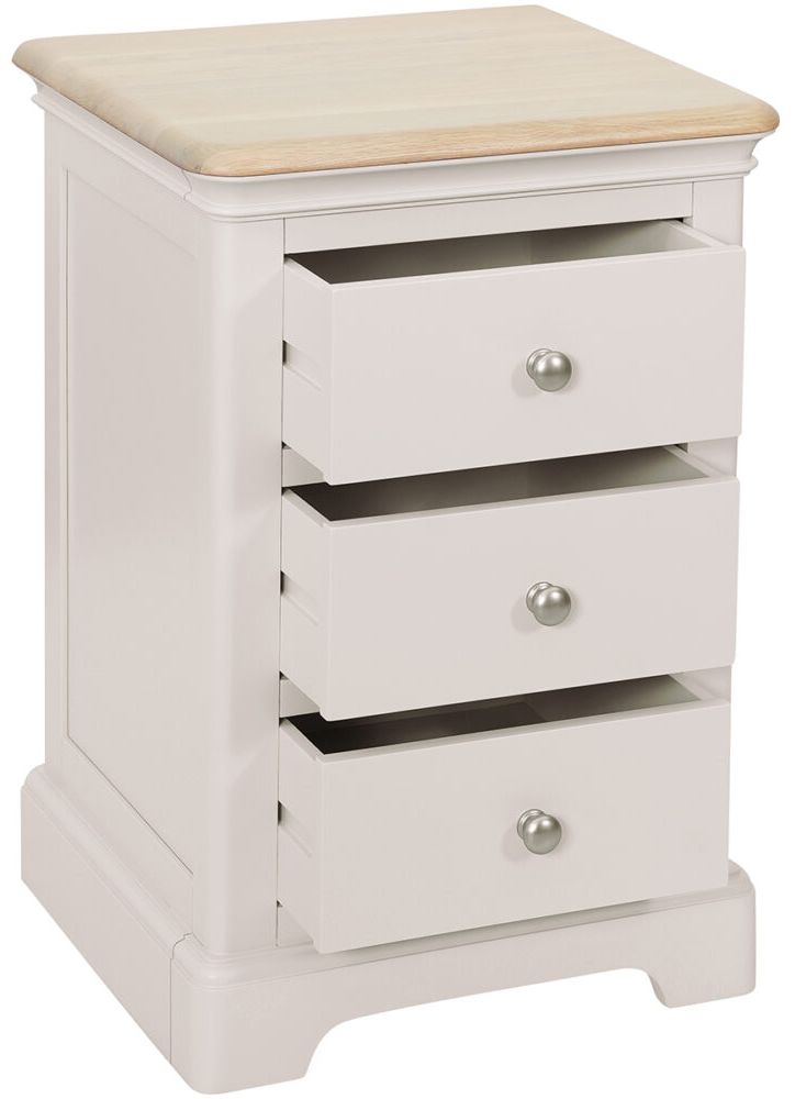 Product photograph of Cromwell Grey Mist Painted 3 Drawer Bedside Cabinet - Comes In Grey Mist Painted Bluestar Painted Cobblestone Painted Options from Choice Furniture Superstore.