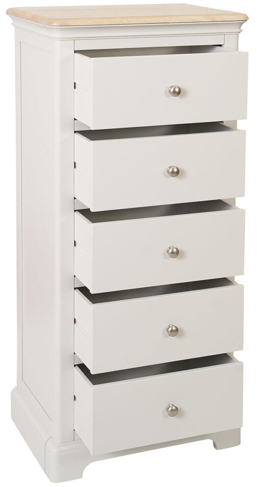 Product photograph of Cromwell Grey Mist Painted 5 Drawer Wellington Chest - Comes In Grey Mist Painted Bluestar Painted Cobblestone Painted Options from Choice Furniture Superstore.