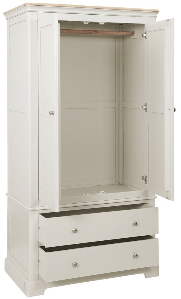 Product photograph of Cromwell Grey Mist Painted 2 Door 2 Drawer Combi Wardrobe - Comes In Grey Mist Painted Bluestar Painted Cobblestone Painted Options from Choice Furniture Superstore.