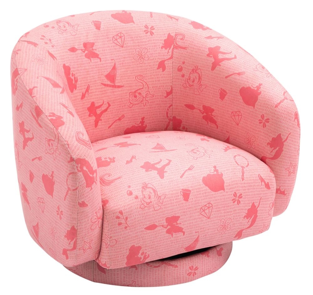 Product photograph of Disney Princess Pink Fabric Accent Swivel Chair from Choice Furniture Superstore.