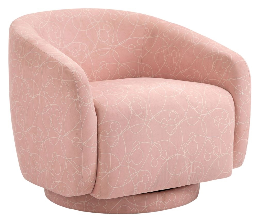 Product photograph of Disney Mickey Doodle Pink Fabric Accent Swivel Chair from Choice Furniture Superstore.