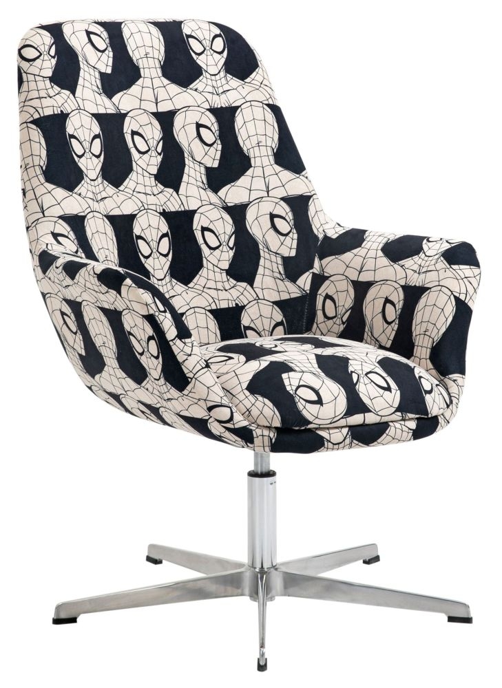 Product photograph of Disney Spider Man Black And White Fabric Egg Swivel Chair from Choice Furniture Superstore.