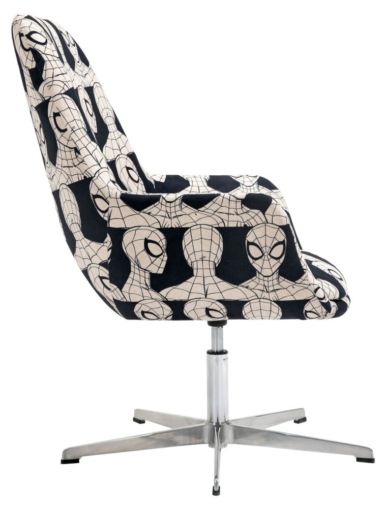 Product photograph of Disney Spider Man Black And White Fabric Egg Swivel Chair from Choice Furniture Superstore.