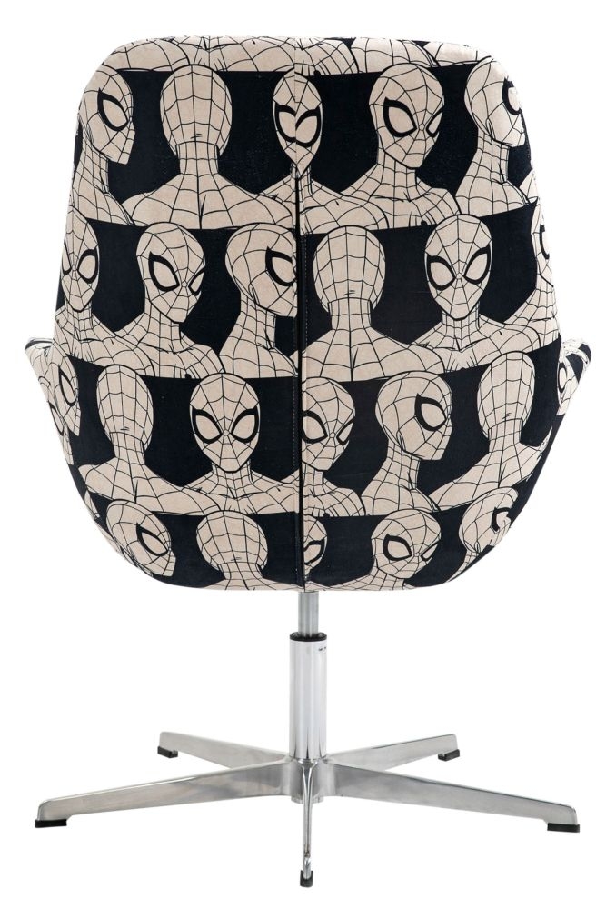 Product photograph of Disney Spider Man Black And White Fabric Egg Swivel Chair from Choice Furniture Superstore.