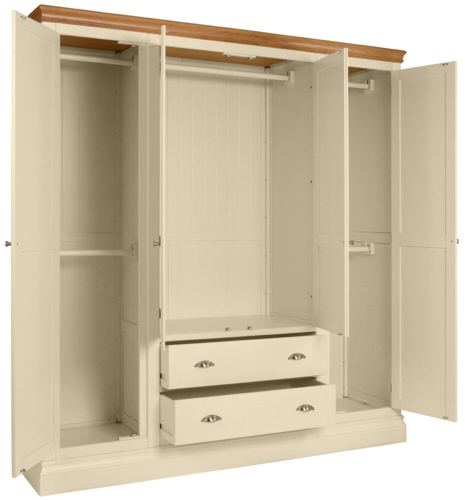 Product photograph of Versailles Painted 4 Door 2 Drawer Combi Wardrobe - Comes In Ivory Painted Stone Painted And Bluestar Painted Options from Choice Furniture Superstore.