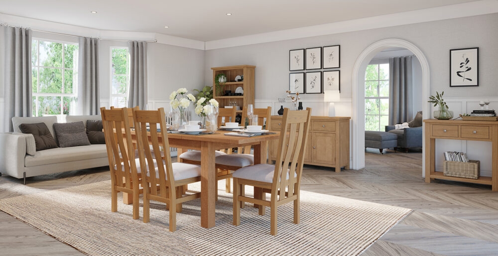 Product photograph of Appleby Oak Arizona Dining Chair With Beige Fabric Seat Pad Sold In Pairs from Choice Furniture Superstore.