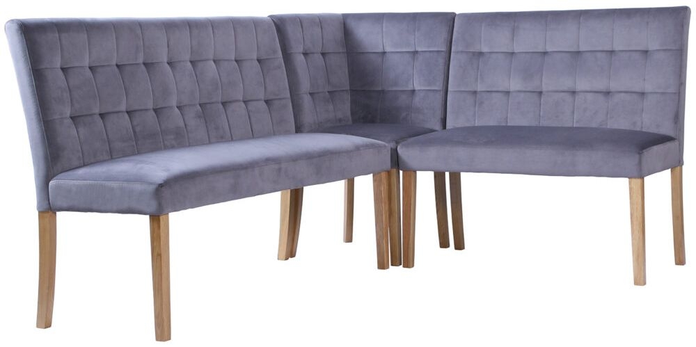 Product photograph of Ashbury Graphite Velvet Fabric Corner Dining Bench from Choice Furniture Superstore.