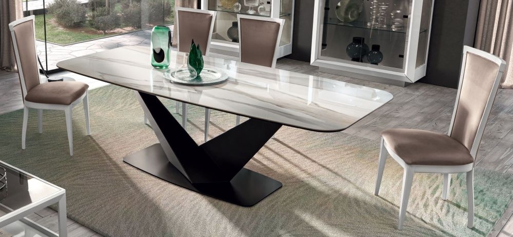 Product photograph of Camel Elite Day Bianco Antico Italian Krystal Ceramic Top Dining Table from Choice Furniture Superstore.