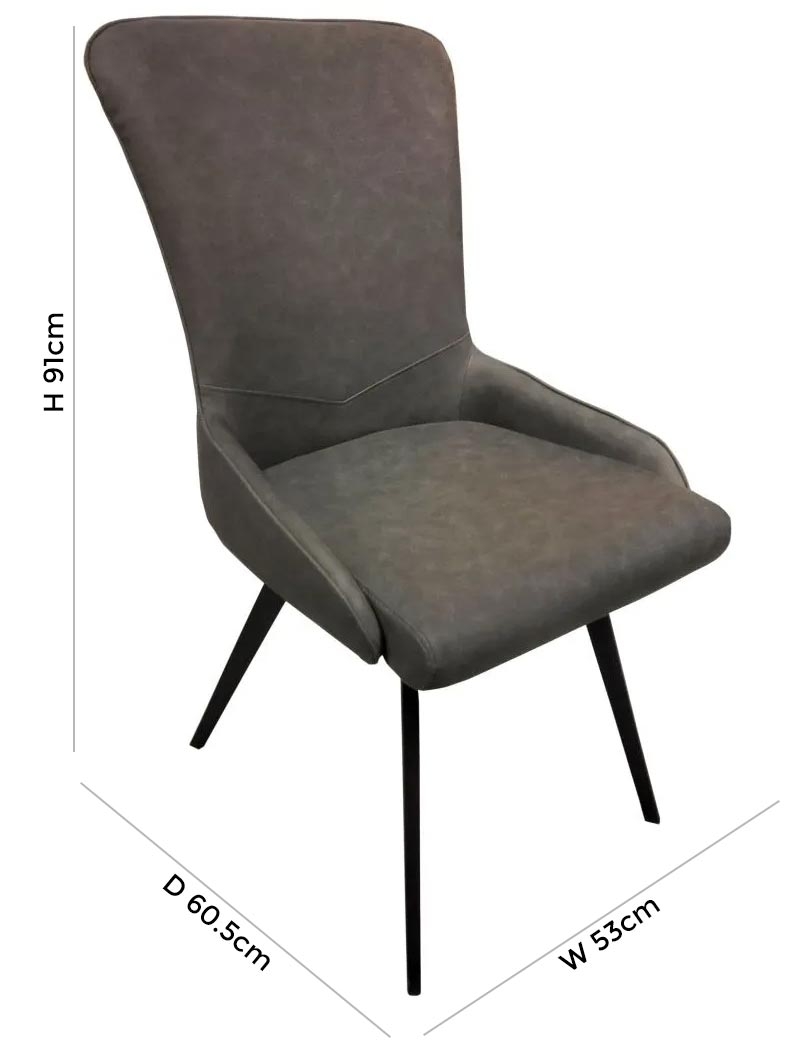 Product photograph of Austin Dining Chair Sold In Pairs - Comes In Grey Leather And Grey Velvet Options from Choice Furniture Superstore.