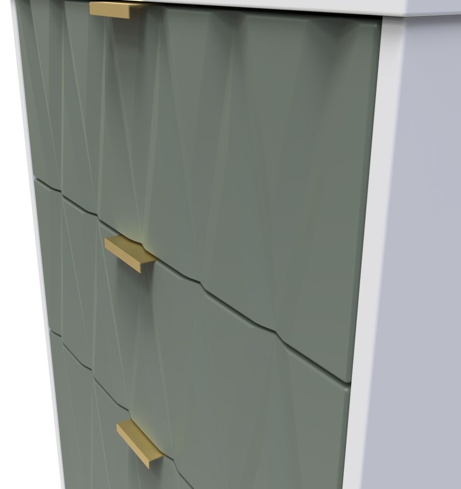 Product photograph of Las Vegas White And Green 3 Drawer Deep Midi Chest from Choice Furniture Superstore.