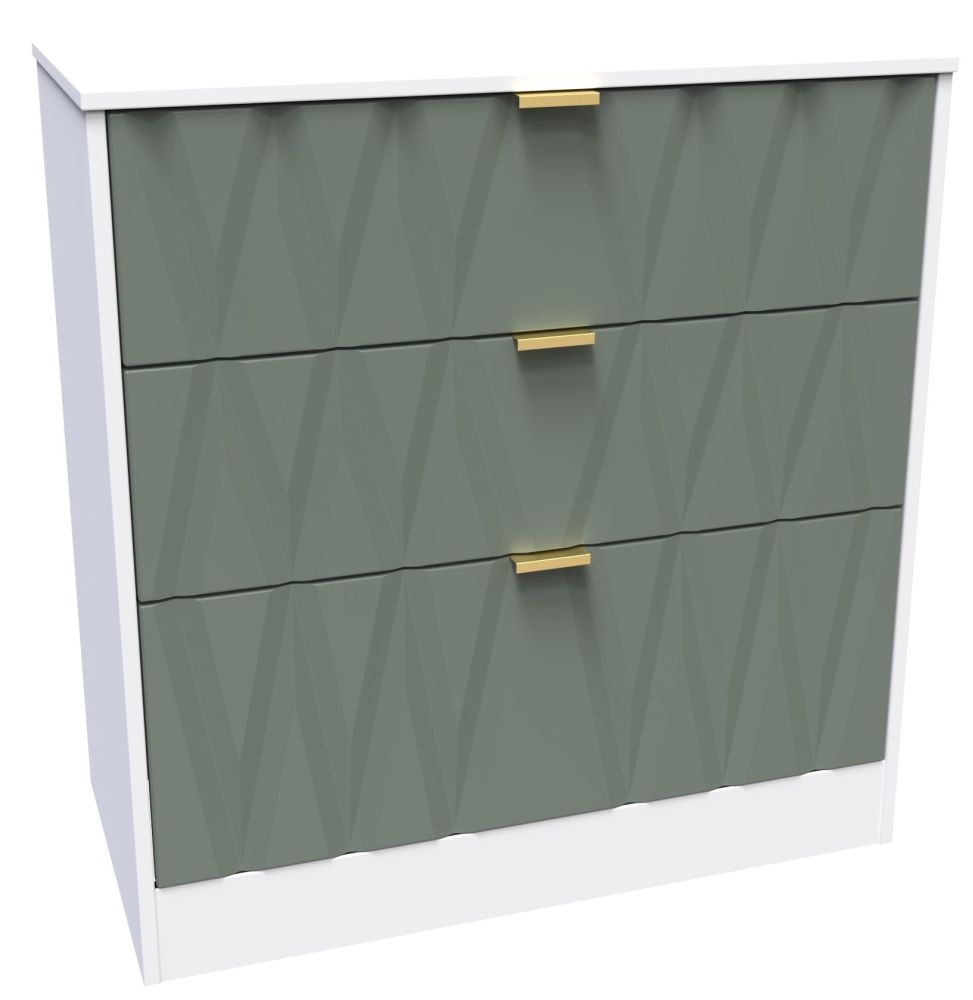 Product photograph of Las Vegas White And Green 3 Drawer Deep Chest from Choice Furniture Superstore.