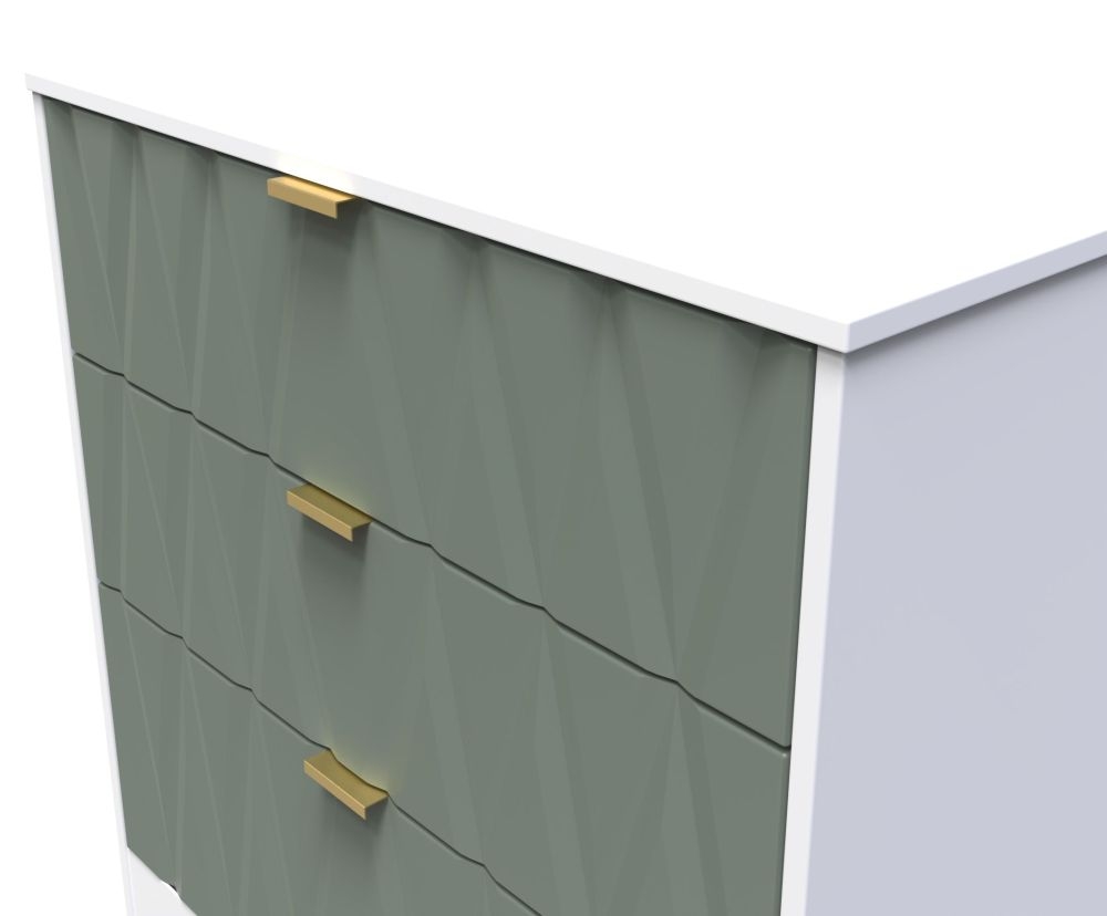 Product photograph of Las Vegas White And Green 3 Drawer Deep Chest from Choice Furniture Superstore.
