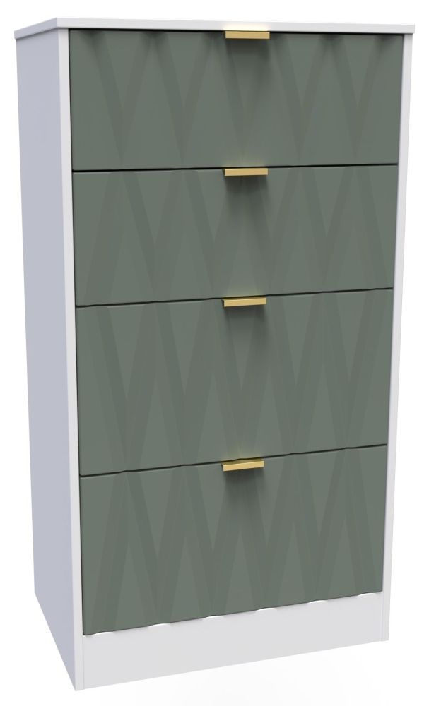 Product photograph of Las Vegas White And Green 4 Drawer Deep Midi Chest from Choice Furniture Superstore.
